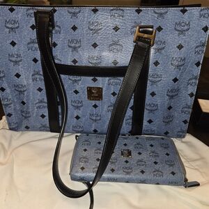 MCM Blue and Black Tote Bag Set